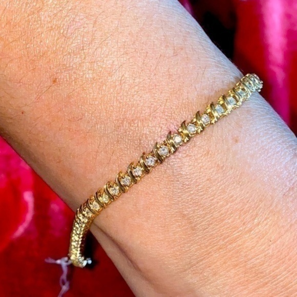 - Magnificent Dimond gold 14K natural diamonds bracelet solid gold diamonds - Picture 1 of 4